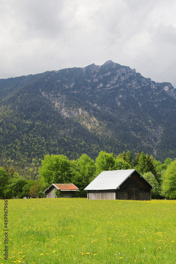 Valley in Garmisch-Partenkirchen, Bavarian Alps, Germany	
