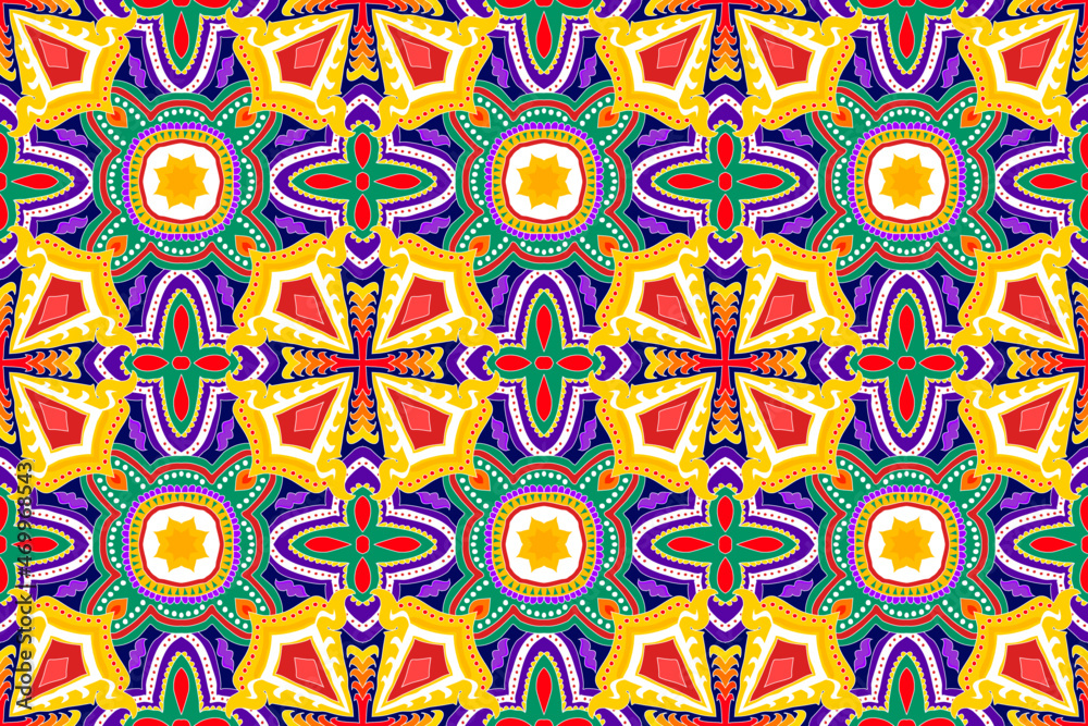Ethnic pattern design. Aztec fabric carpet mandala ornament boho chevron textile decoration wallpaper. Tribal turkey African Indian traditional embroidery vector illustrations background 