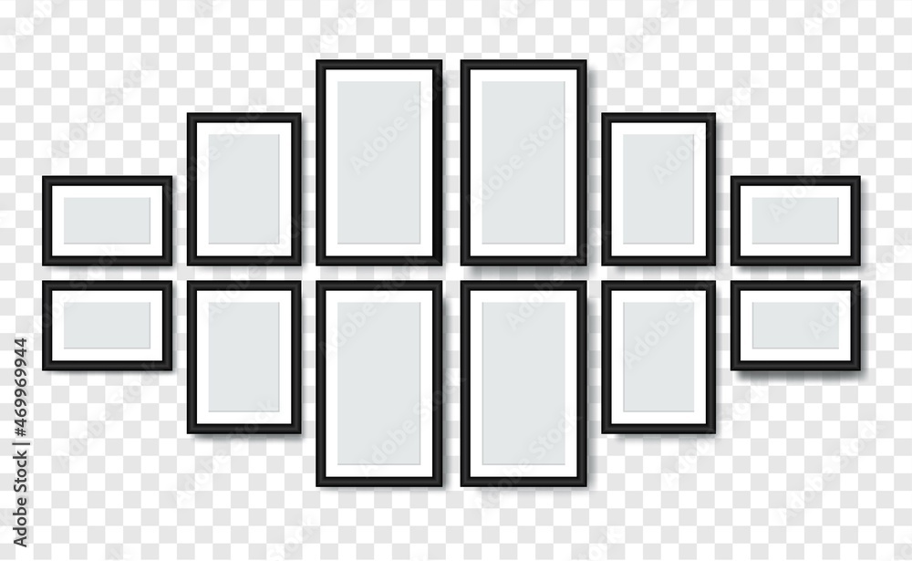 templates Photo picture frames collection on wall. blank frame border mockups. Empty photo frame with shadow.  realistic photo frame. vector illustration