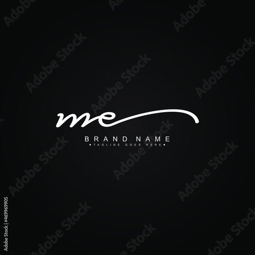 Initial Letter ME Logo - Handwritten Signature Style Logo