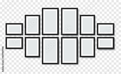 templates Photo picture frames collection on wall. blank frame border mockups. Empty photo frame with shadow.  realistic photo frame. vector illustration