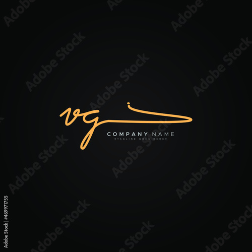 Initial Letter VG Logo - Handwritten Signature Logo photo