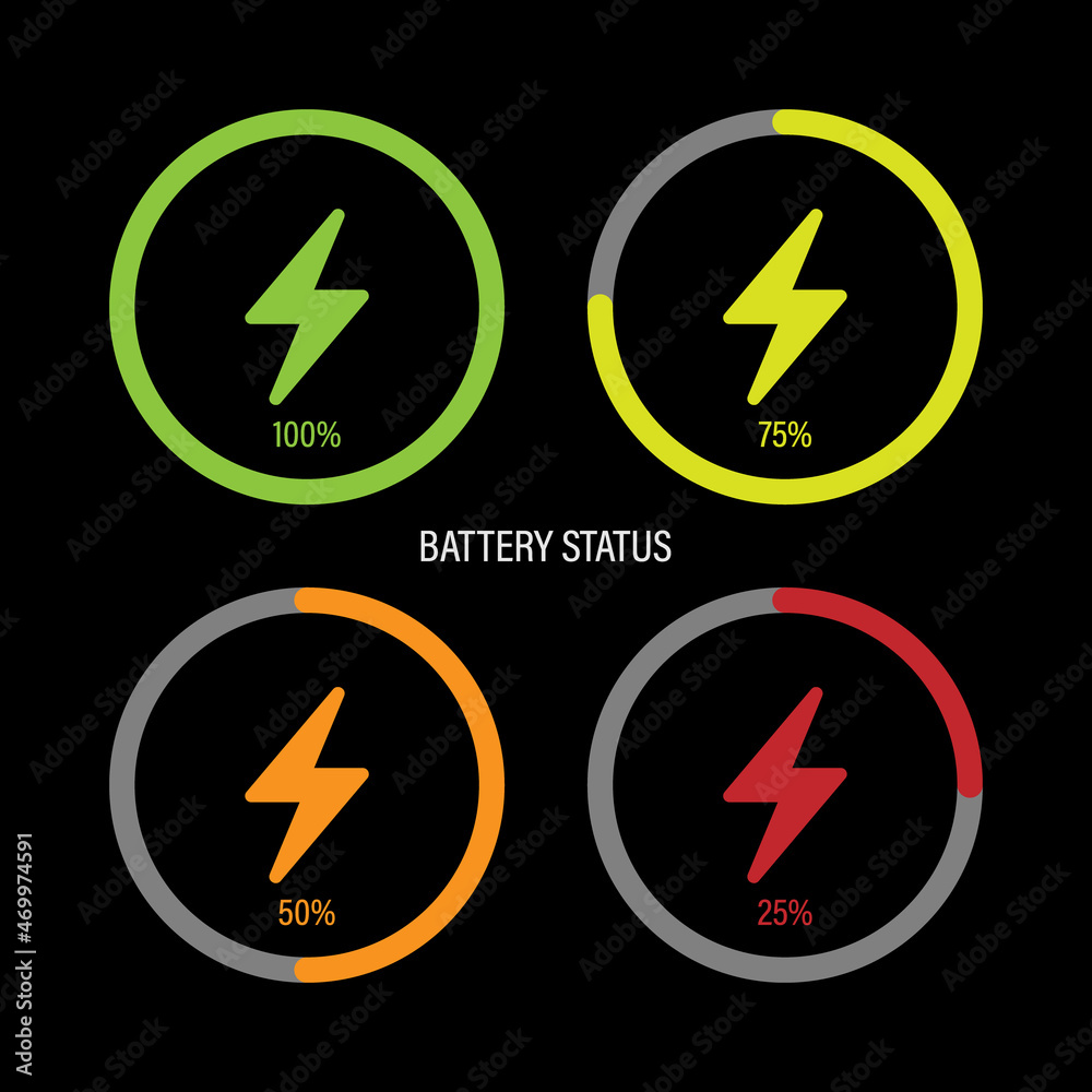 Battery status flat icon, vector illustration Battery status flat icon, vector illustration