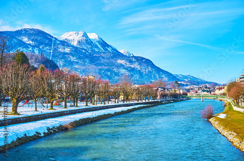 Walk in park of Bad Ischl, Salzkammergut, Austria photo