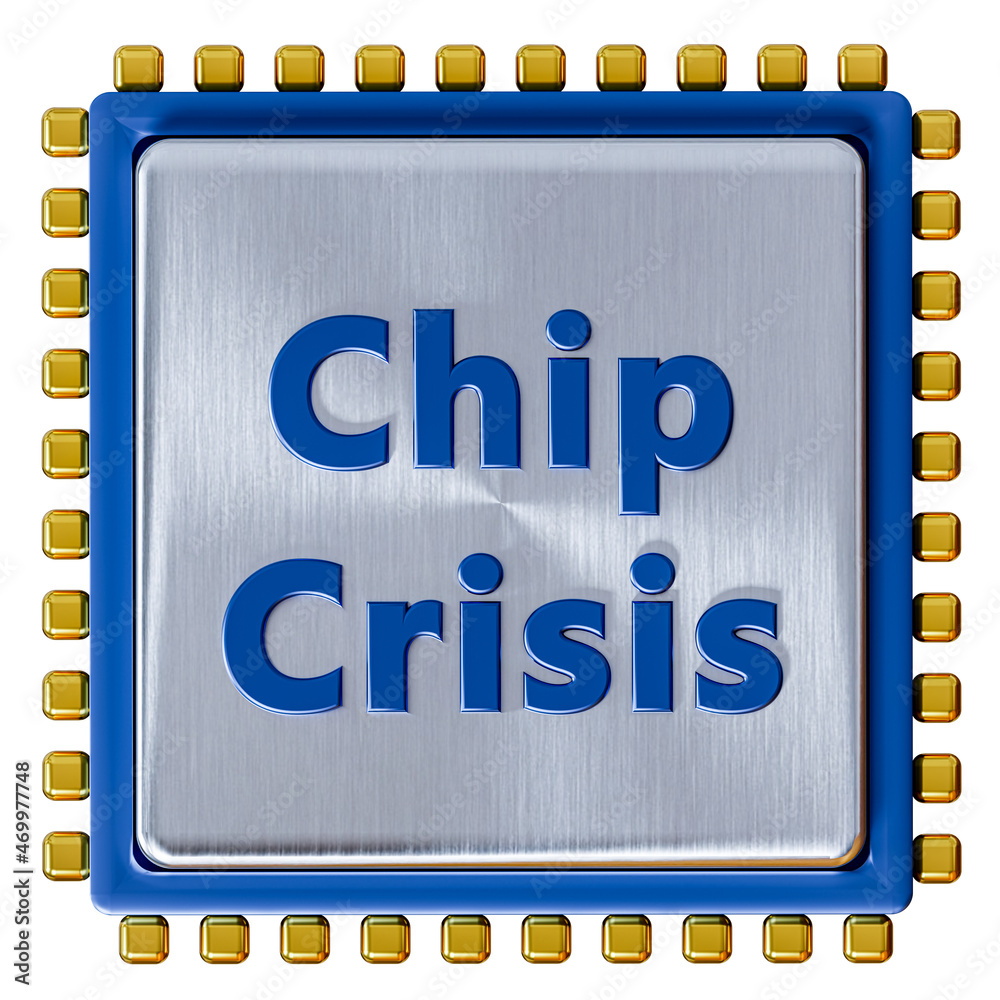 Fototapeta premium Chip Crisis, high price and chips shortage. Computer chips. The concept for the crisis in the industry, 3d render , 3D illustration.