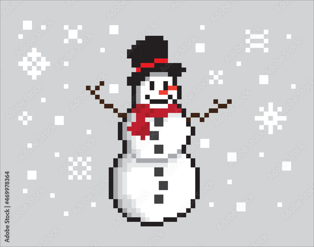 Fototapeta premium Pixel Snowman