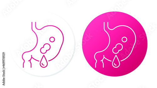 Symptoms of stomach problems (stomach ulcer). Two lines icons concept
