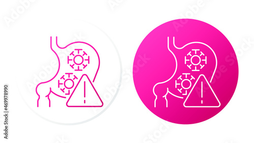 Symptoms of stomach problems (virus). Two lines icons concept