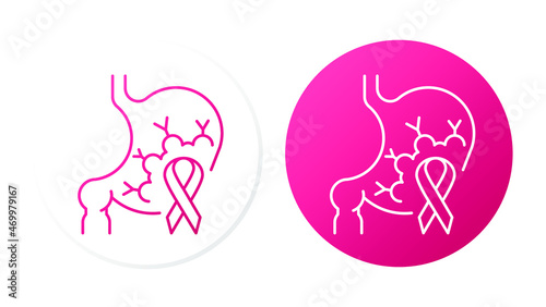 Symptoms of stomach problems (Cancer). Two lines icons concept