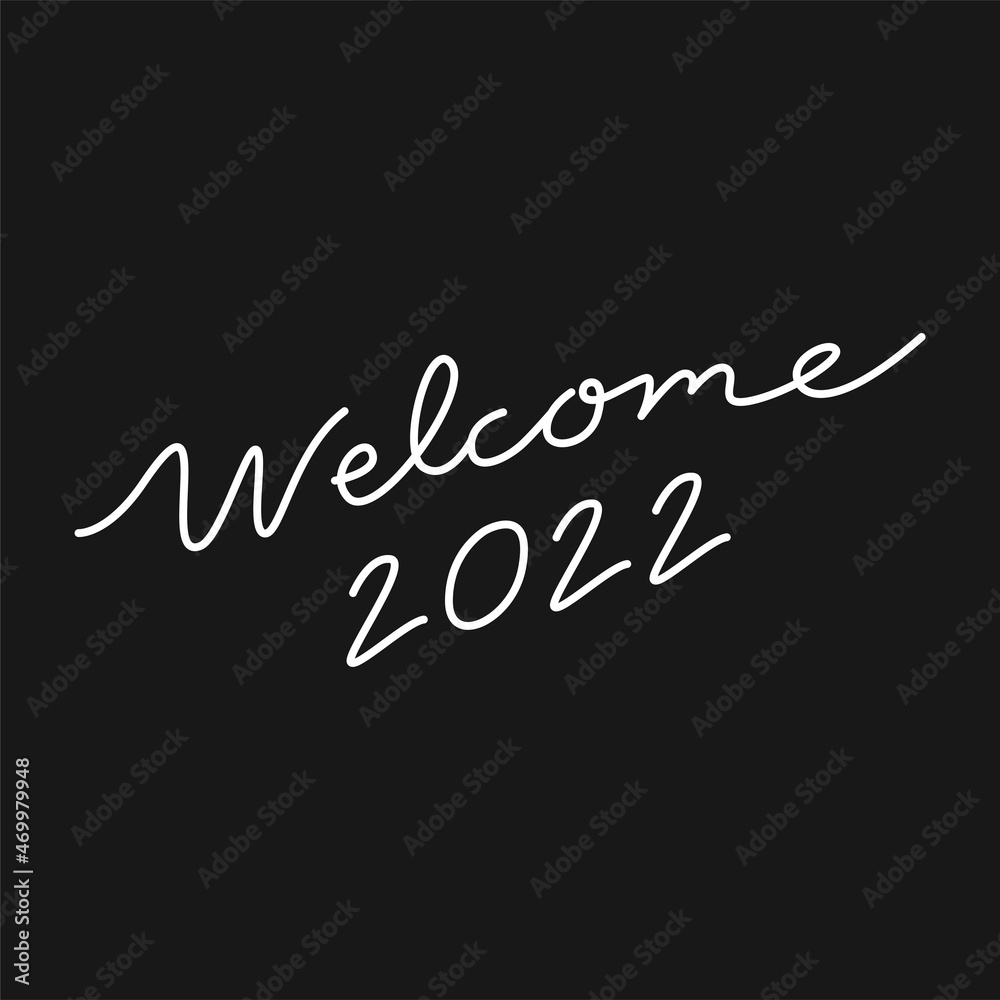 Obraz premium White New Year calligraphy sticker, welcome 2022 vector
