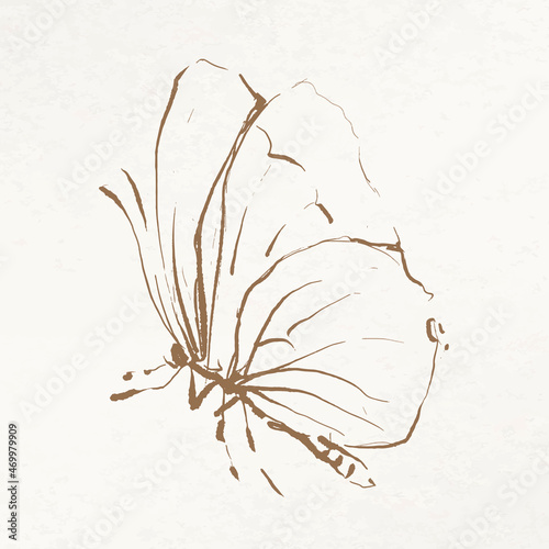 Butterfly doodle illustration vector, remixed from vintage public domain images