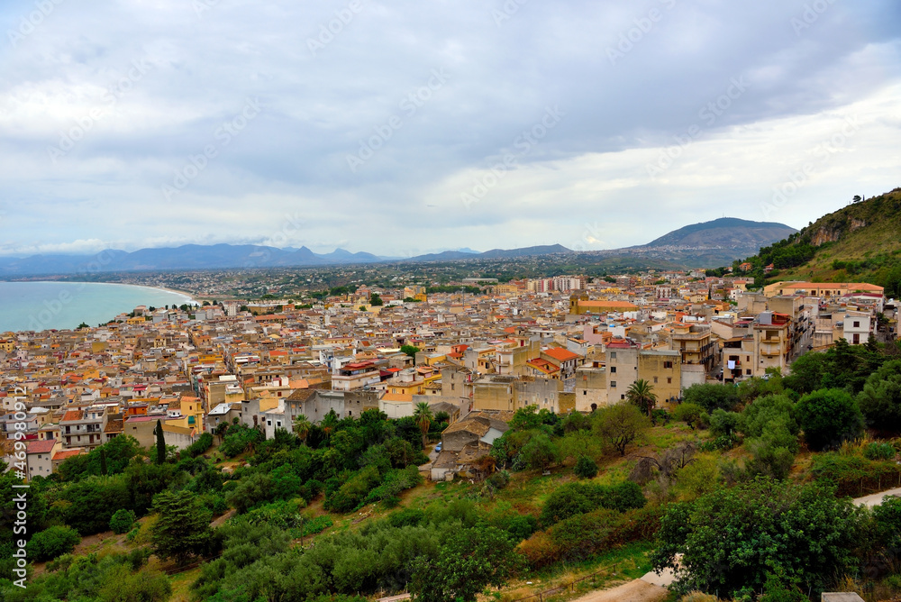 panorama of Castellammare del golfo Sicily Italy