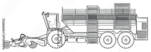 Sugar beet harvesting machine combine - vector illustration of a vehicle.