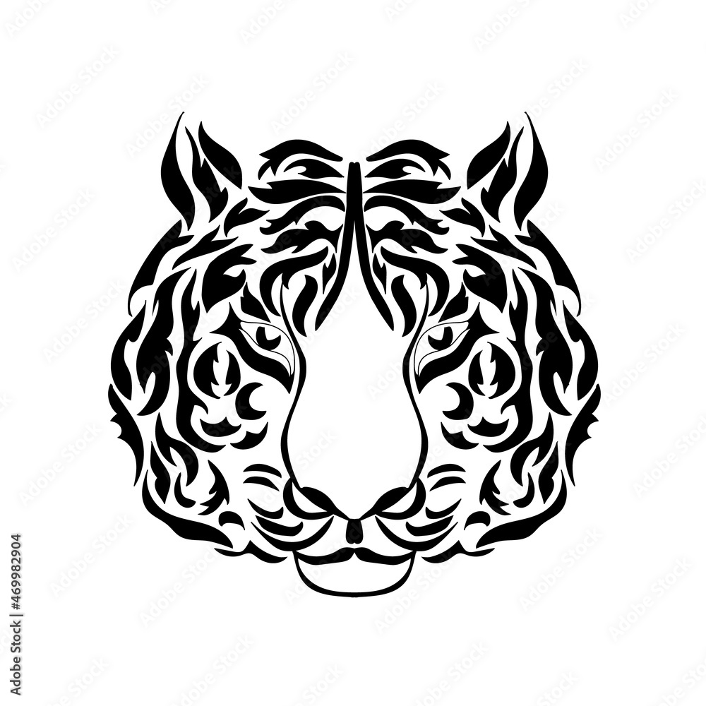 tiger head art tattoo design tribal style Stock Vector | Adobe Stock