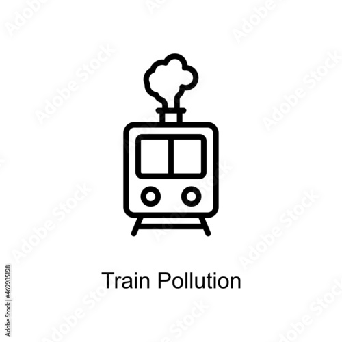 Train Pollution vector outline icon. Illustration style EPS 10 file format