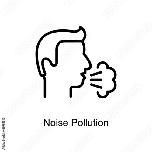 Noise Pollution vector outline icon. Illustration style EPS 10 file format
