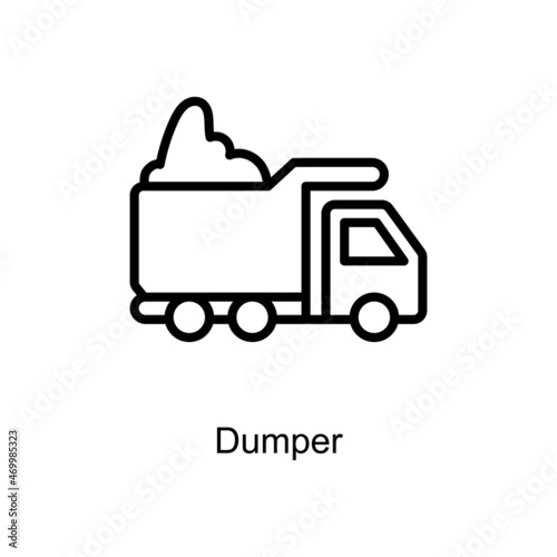 Dumper vector outline icon. Illustration style EPS 10 file format