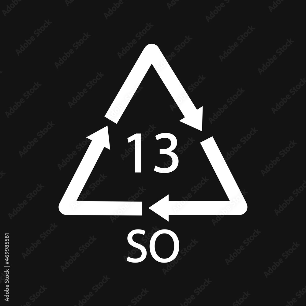 Battery recycling symbol 13 SO. Black Vector illustration