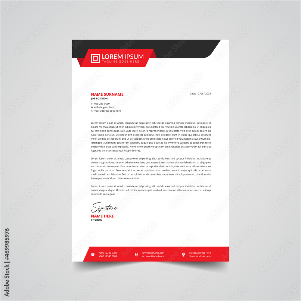 Modern creative and business style letterhead design vector template