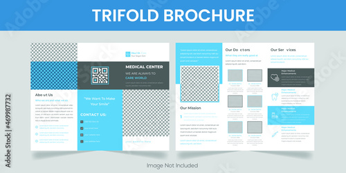 Trifold Brochure Layout Brochure creative design. Multipurpose template with cover, back, and inside pages. Trendy minimalist flat geometric design. Vertical a4 format.