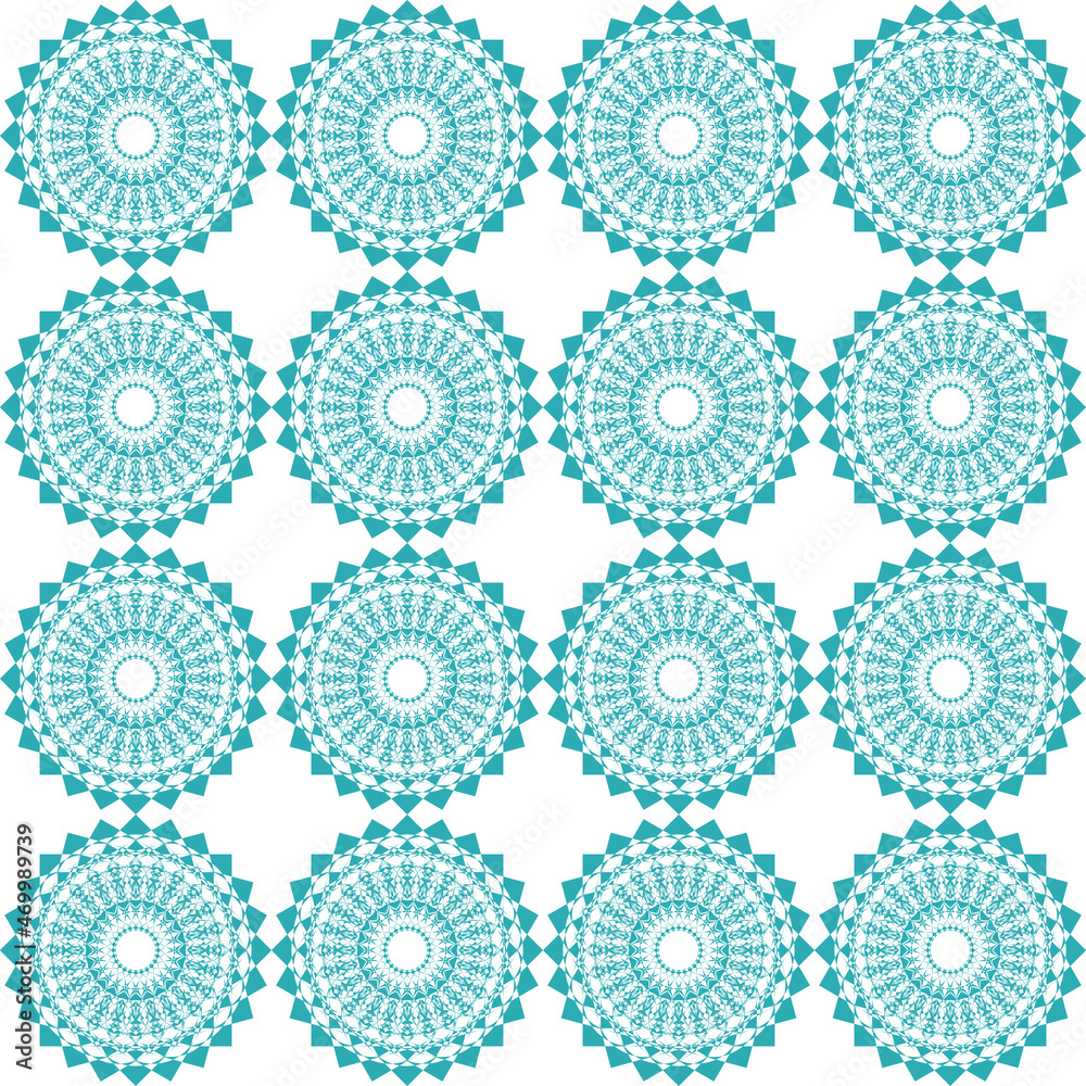 Seamless shapes pattern with turquoise color for background and wallpaper