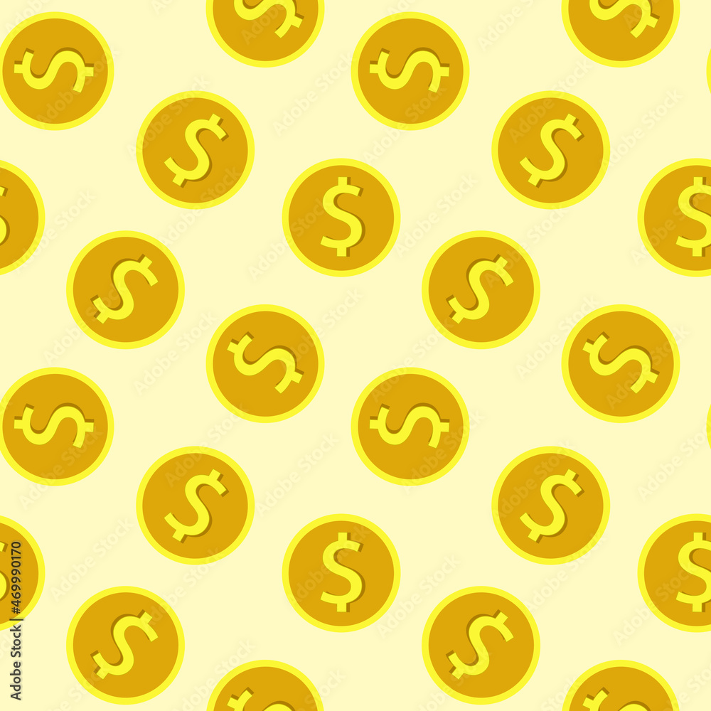 Money or finance pattern with dollar coins. Banking, cashback, payment Vector Illustration background seamless pattern Money or finance pattern with dollar coins. Banking, cashback, payment Vector Illustration background seamless pattern