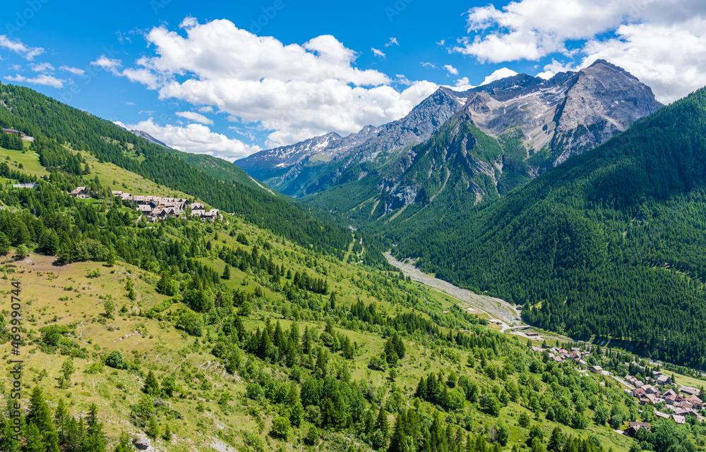 Beautiful panoramic sight near Sestriere, Province of Turin, Piedmont, Italy.
