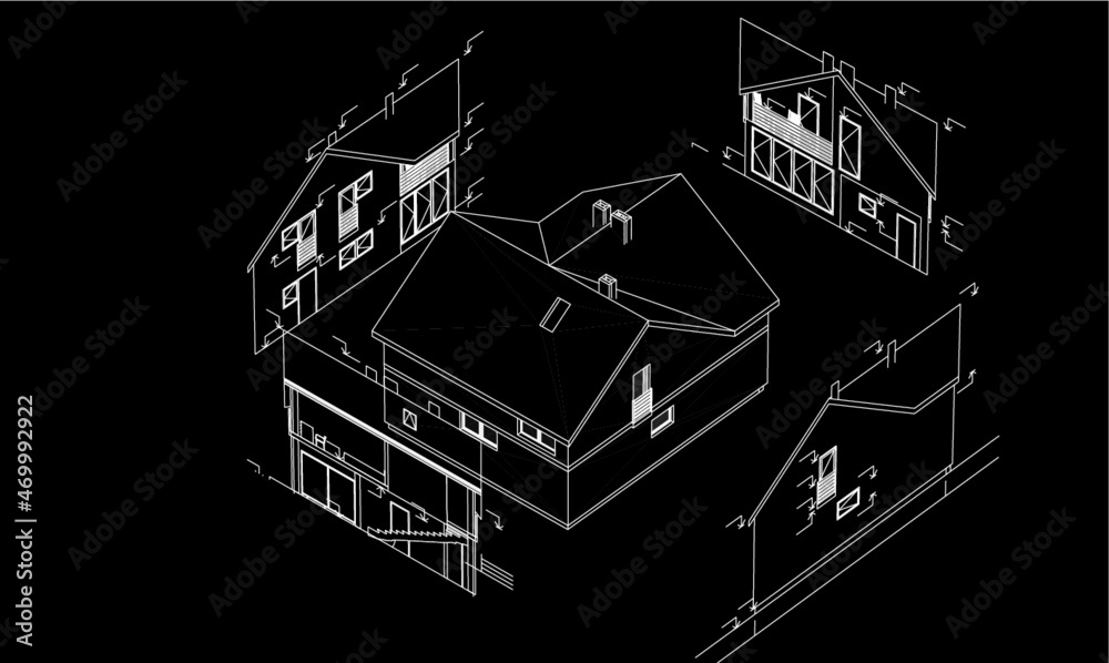 house building architectural project 3d illustration