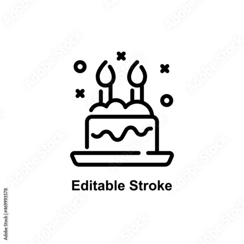 birthday cake icon designed in outline style in food and drink icon theme