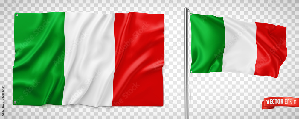 Vector realistic illustration of italian flags on a transparent background.