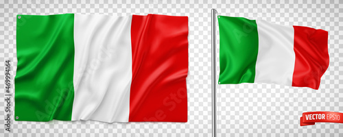Vector realistic illustration of italian flags on a transparent background.