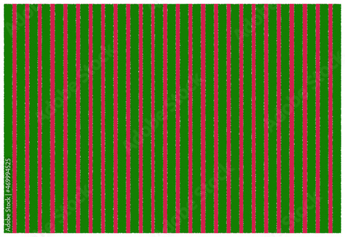 Dark green and red textured stripes running vertically on frame. Christmas, holidays. Copy space.