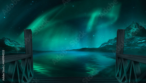Wooden pier on the water. N...