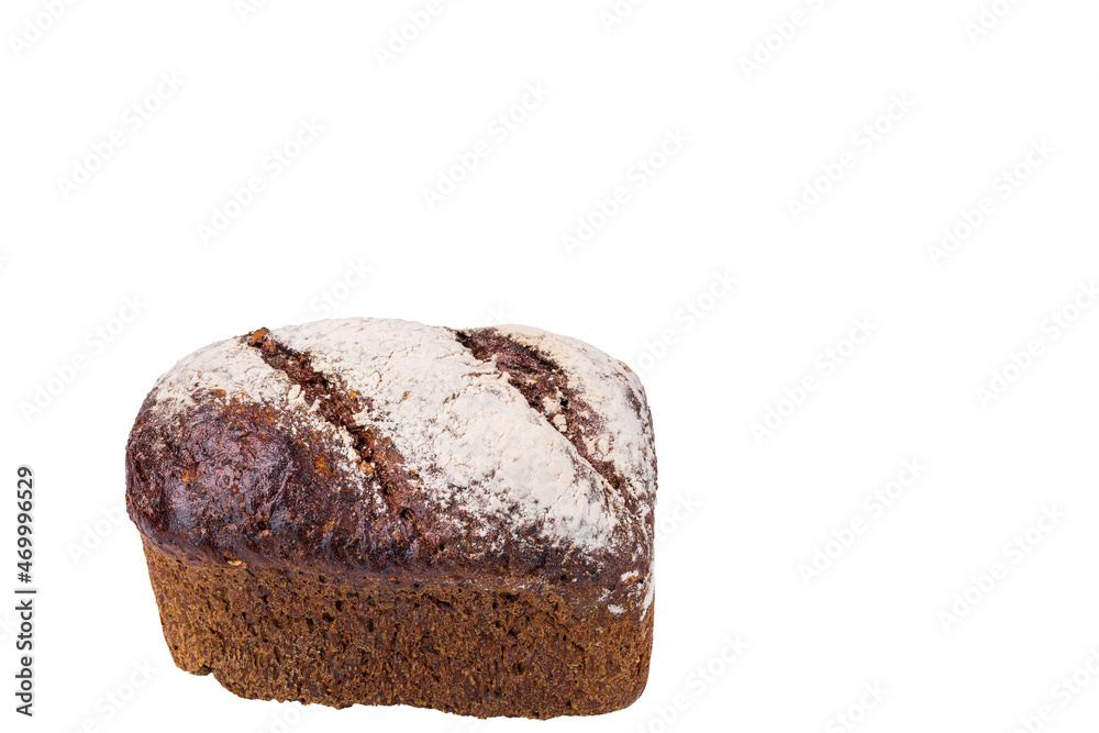 Close up view of whole grain bread of rye isolated on white background. Close up view of whole grain bread of rye isolated on white background.