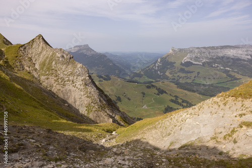 Amazing hiking day in the alps of Switzerland. Wonderful view over a beautiful lake called Brienzersee. What an amazing view. photo