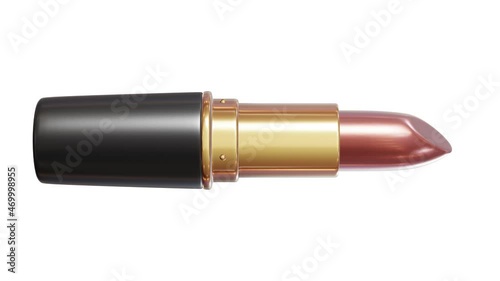 Realistic 3D animation of the glamour caramel shiny lipstick rendered in UHD with alpha matte