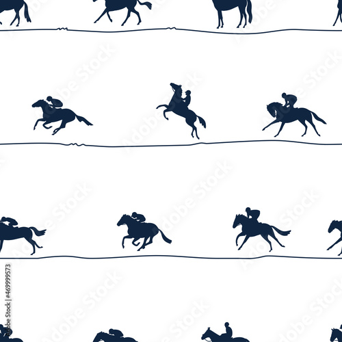 Seamless pattern on the theme of horse racing