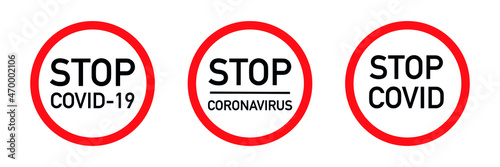 red stop coronavirus road sign vector