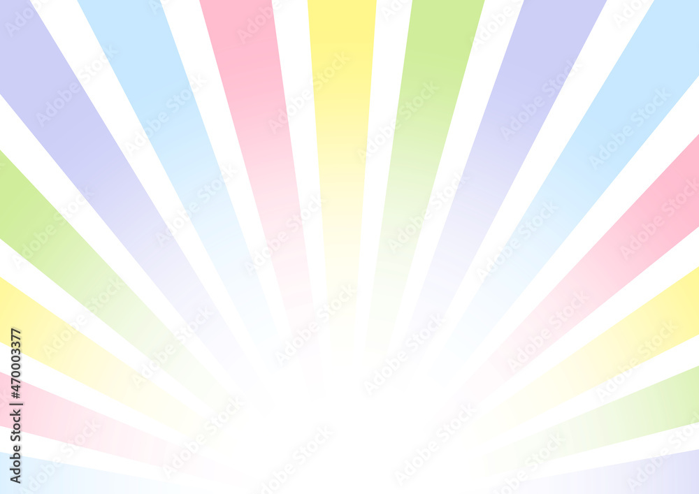 カラフルなレインボーカラー集中線サンバースト背景 Colorful Rainbow Color Concentrated Line Sunburst Background Stock Vector Adobe Stock