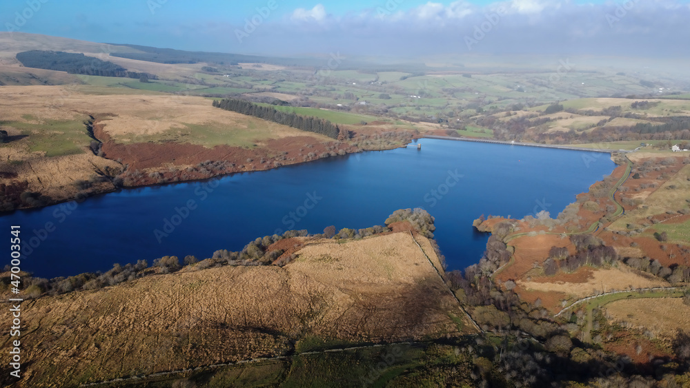 Drone view of the Cray Reservoir in the Brecon Beacons