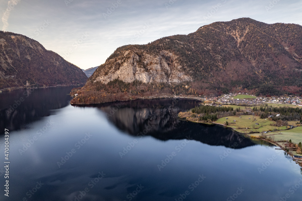 Obertraun and Hallstatt Lake in the Autumn