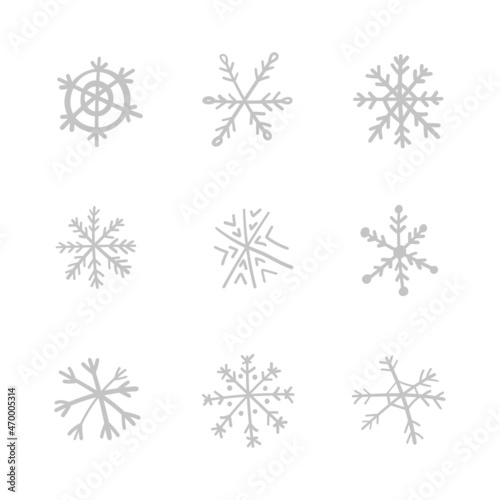 Hand drawn snowflake vector icon collection, snow symbol