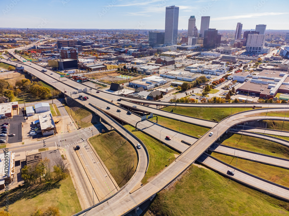 Aerial view of the Tulsa downtown