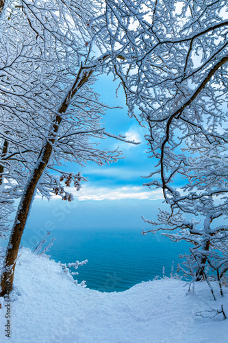 Snowy winter on the Gdansk Bay cliffs