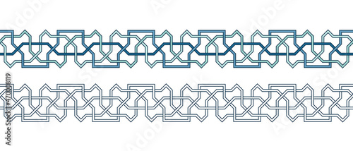 Set of borders of Islamic pattern for Ramadan greetings cards and templates. Vector illustration.