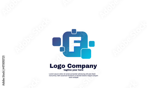 stock vector illustrator initial letter F creative business brand company logo design vector