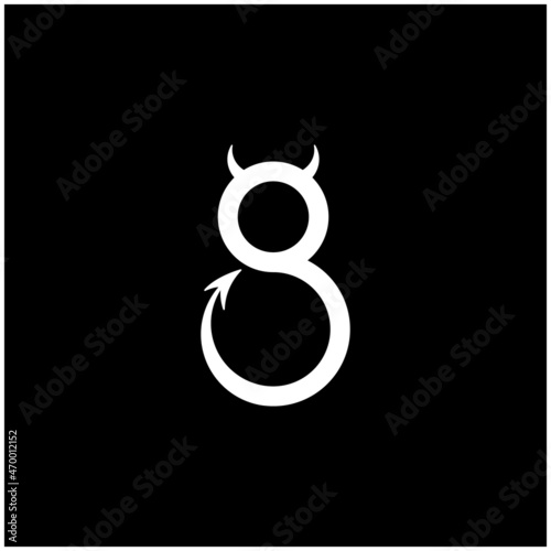number 8 or letter g shaped devil or demon logo satan vector illustration