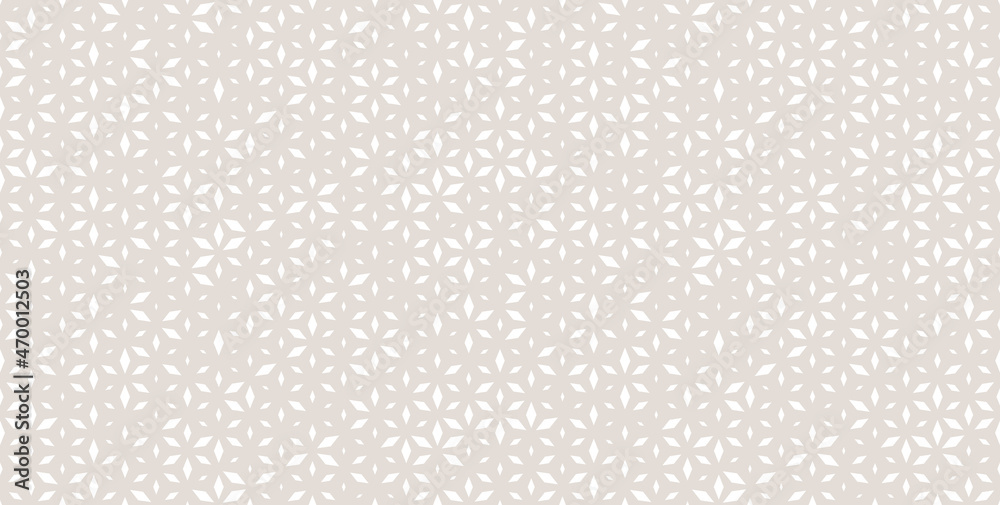 Subtle vector seamless pattern with small diamond shapes, floral silhouettes. Modern minimalist beige background with halftone effect, randomly scattered shapes. Simple stylish texture. Trendy design