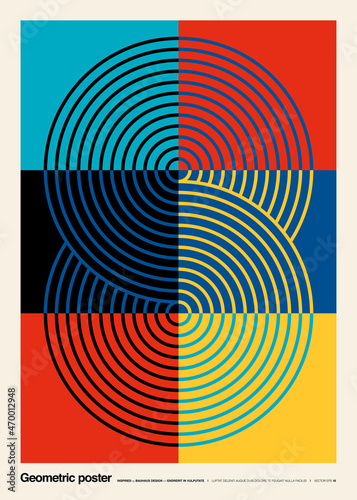 Geometric and Minimalist Composition for Wall Decoration, Postcard or Brochure Design, Inspired by the Bauhaus Movement. Vector EPS10.