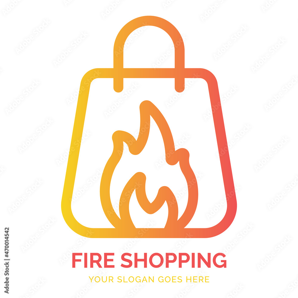 Fire Shopping Logo Vector Template Fire Shopping Logo Vector Template